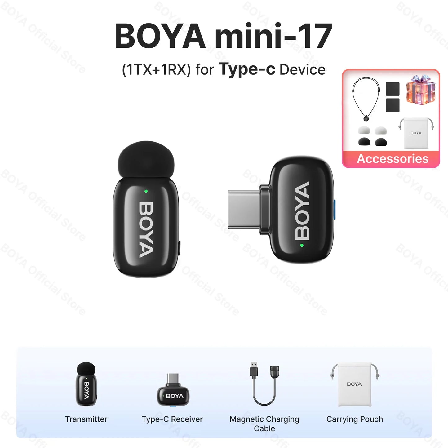 Mini microphone cravate sans fil BOYA pour iOS et Android