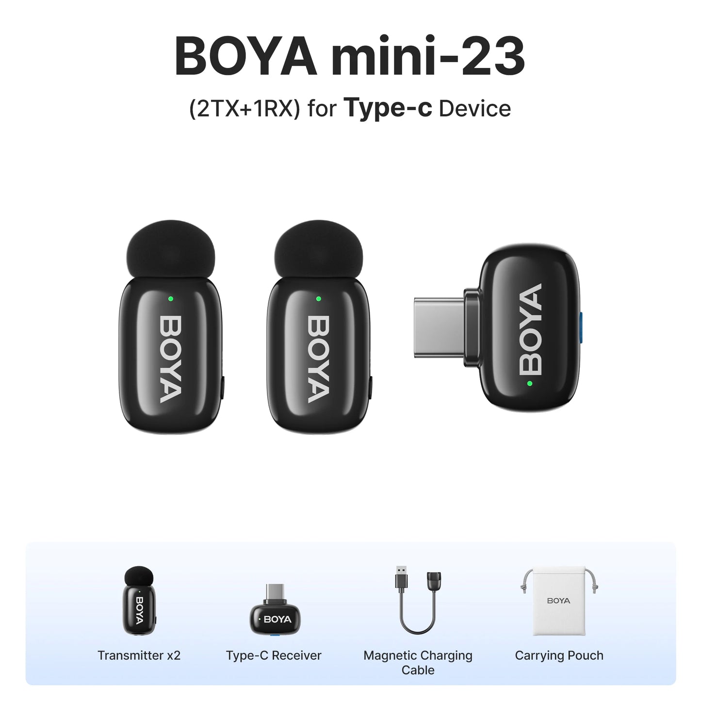 Mini microphone cravate sans fil BOYA pour iOS et Android