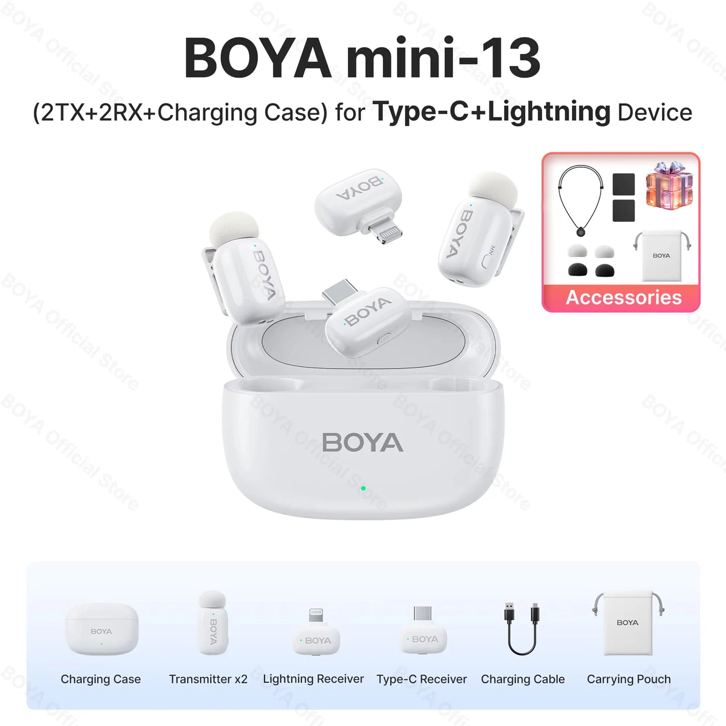Mini microphone cravate sans fil BOYA pour iOS et Android