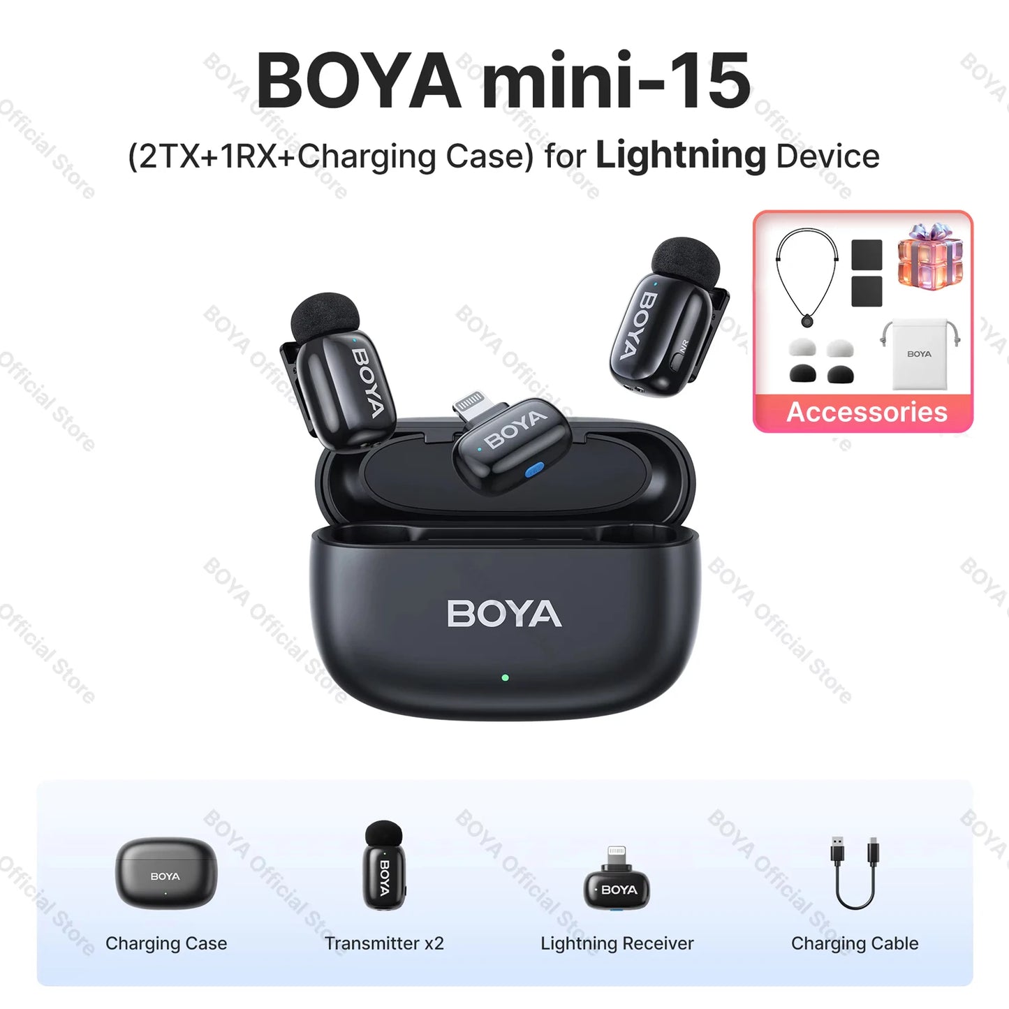Mini microphone cravate sans fil BOYA pour iOS et Android
