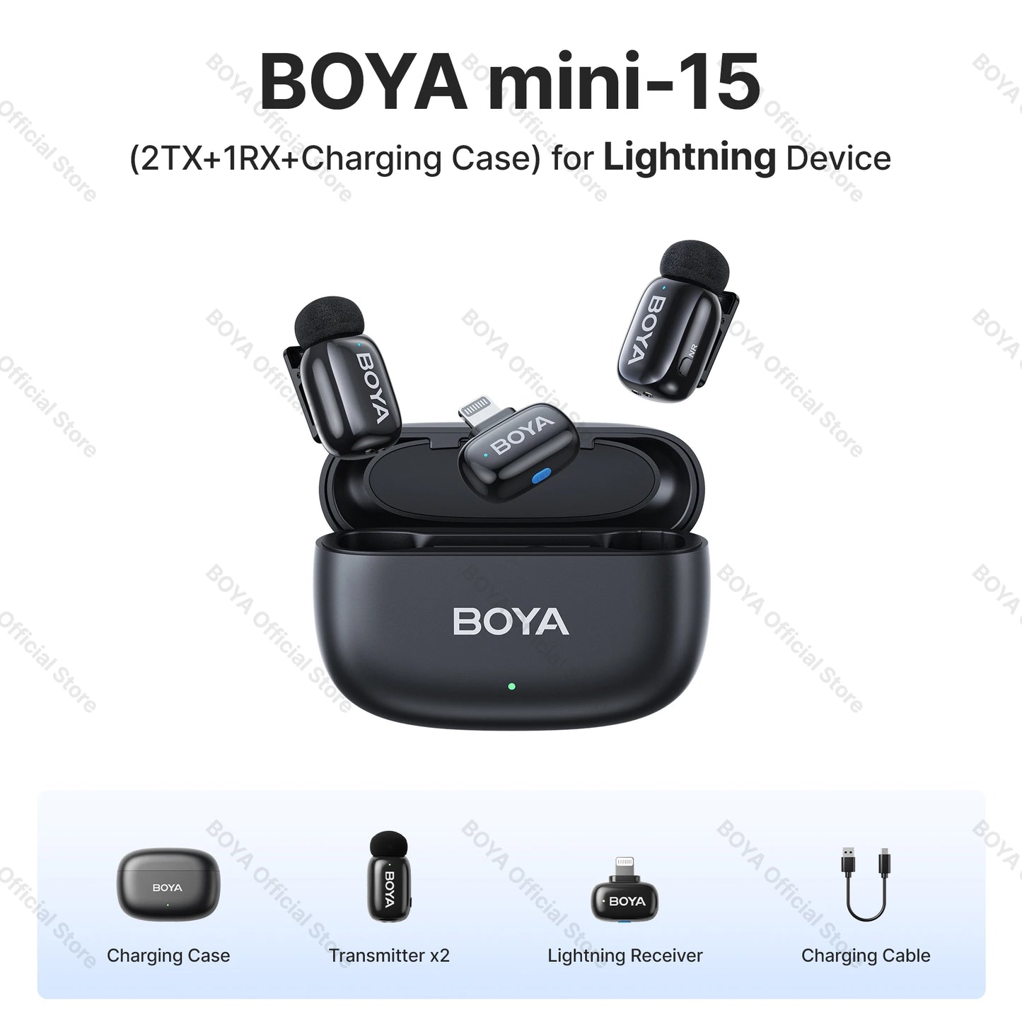 Mini microphone cravate sans fil BOYA pour iOS et Android