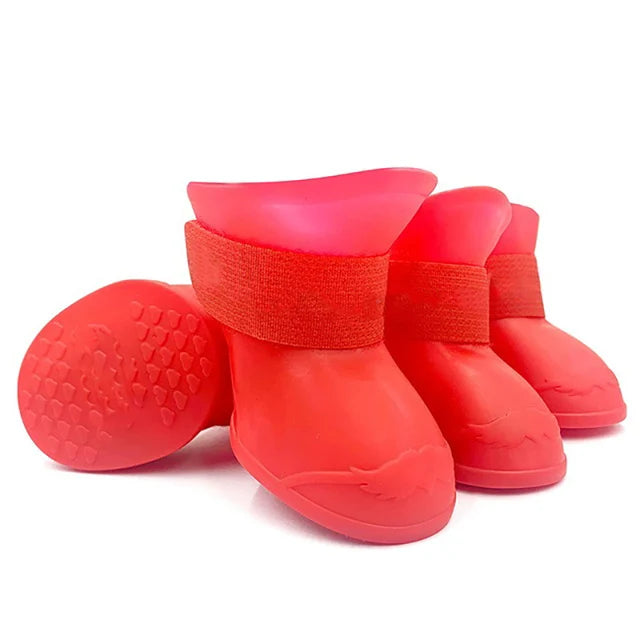 4 botas de lluvia impermeables y antideslizantes para perros y gatos