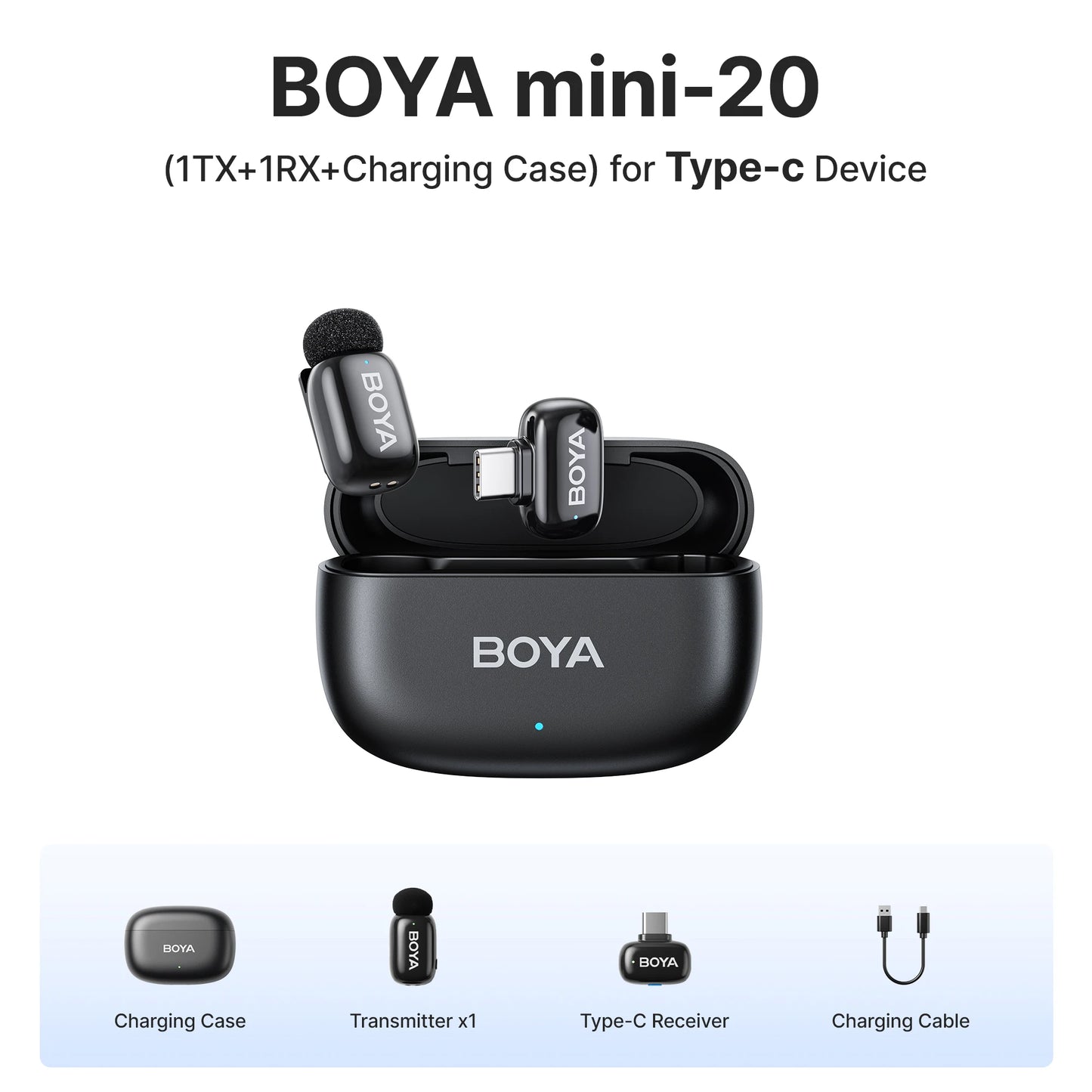 Mini microphone cravate sans fil BOYA pour iOS et Android