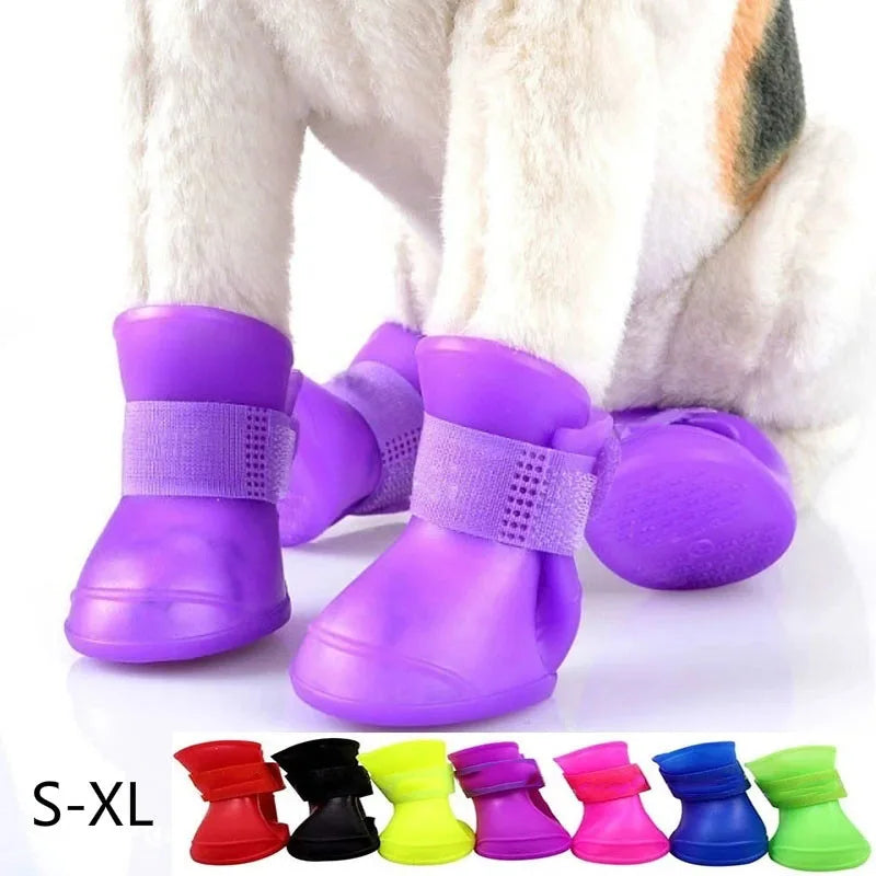 4 botas de lluvia impermeables y antideslizantes para perros y gatos