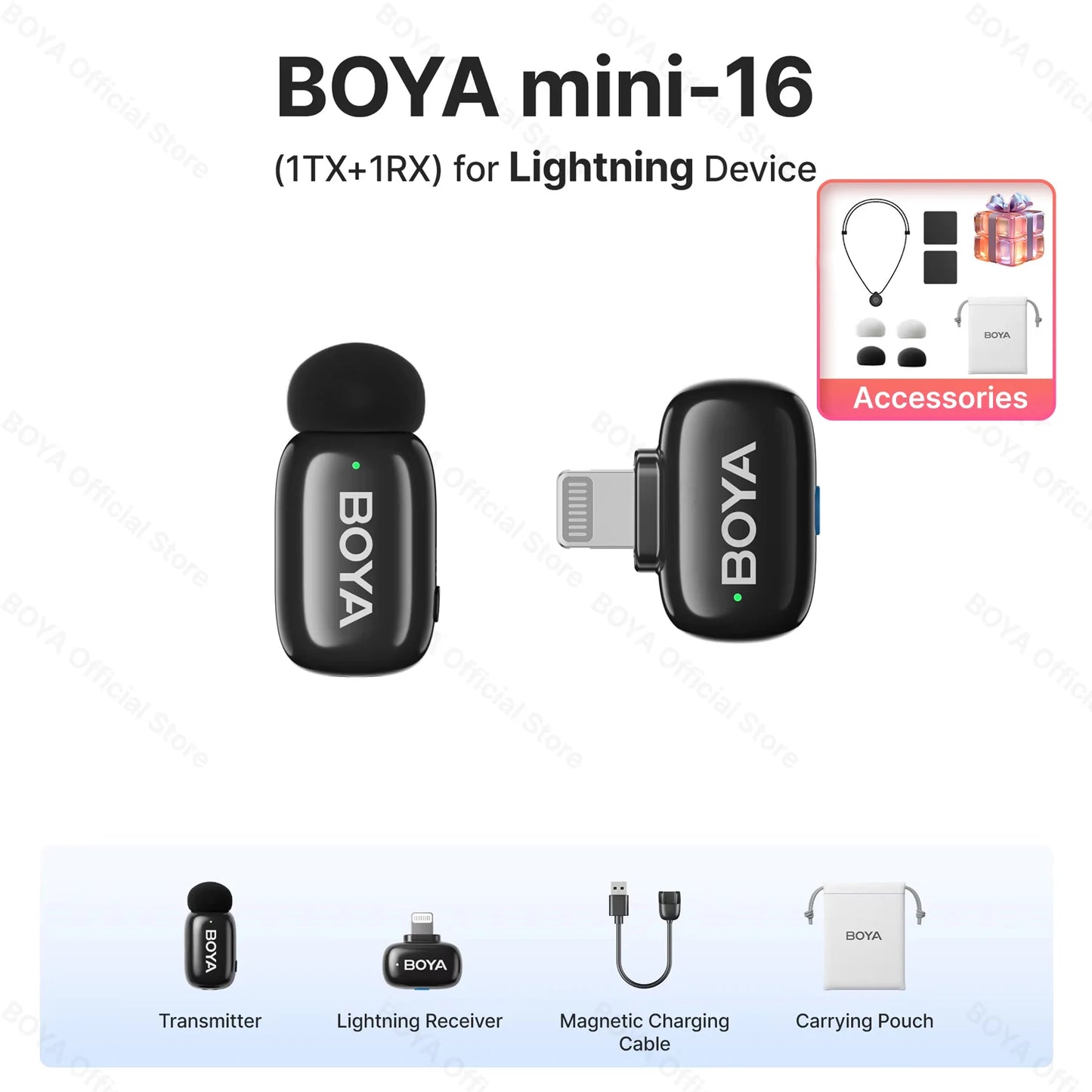 Mini microphone cravate sans fil BOYA pour iOS et Android