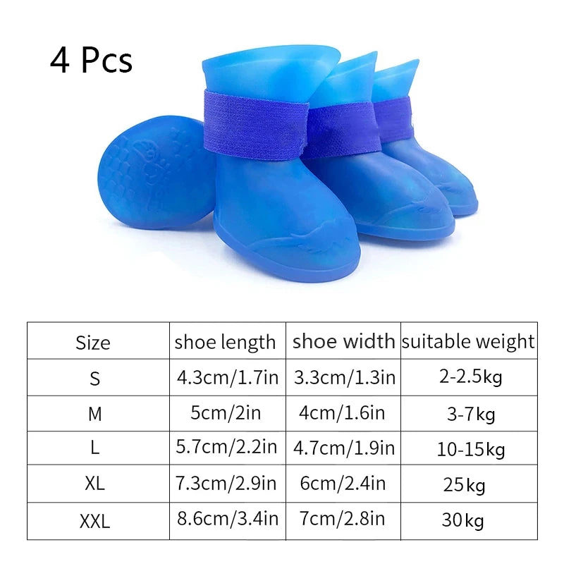 4 botas de lluvia impermeables y antideslizantes para perros y gatos