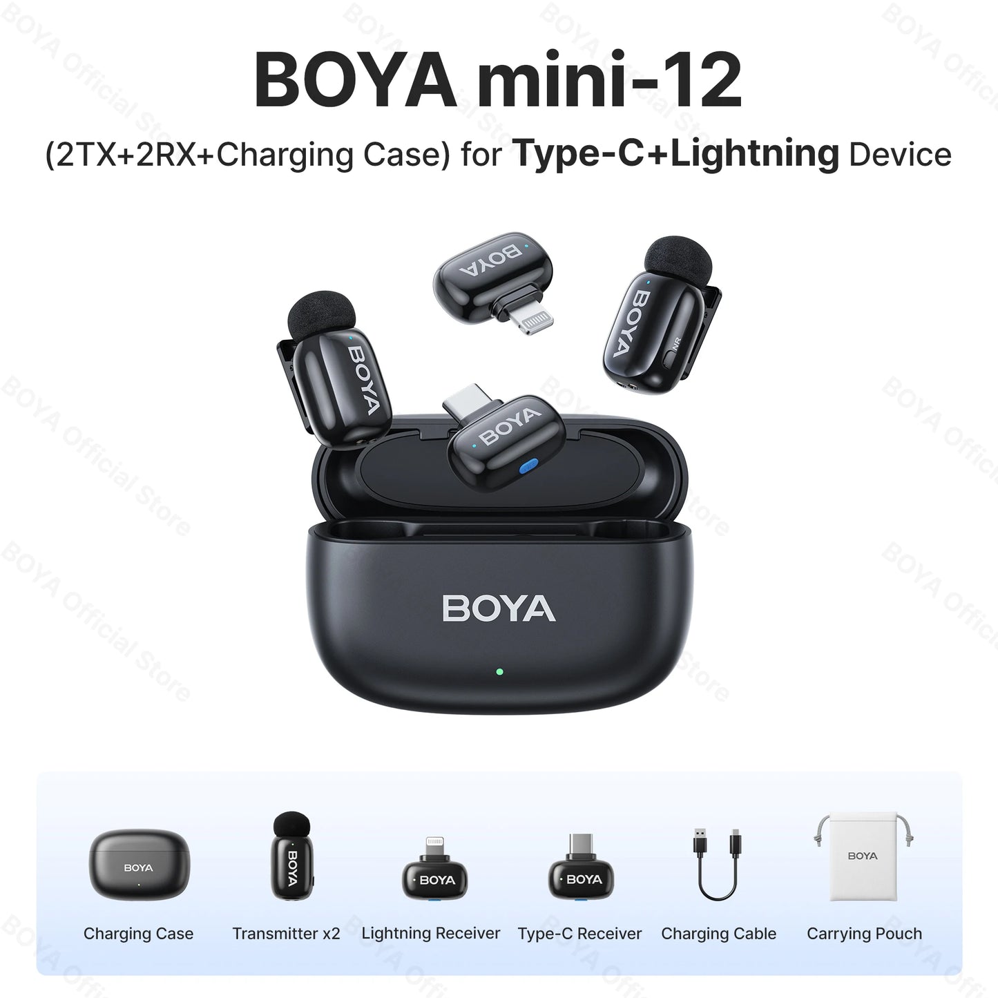 Mini microphone cravate sans fil BOYA pour iOS et Android
