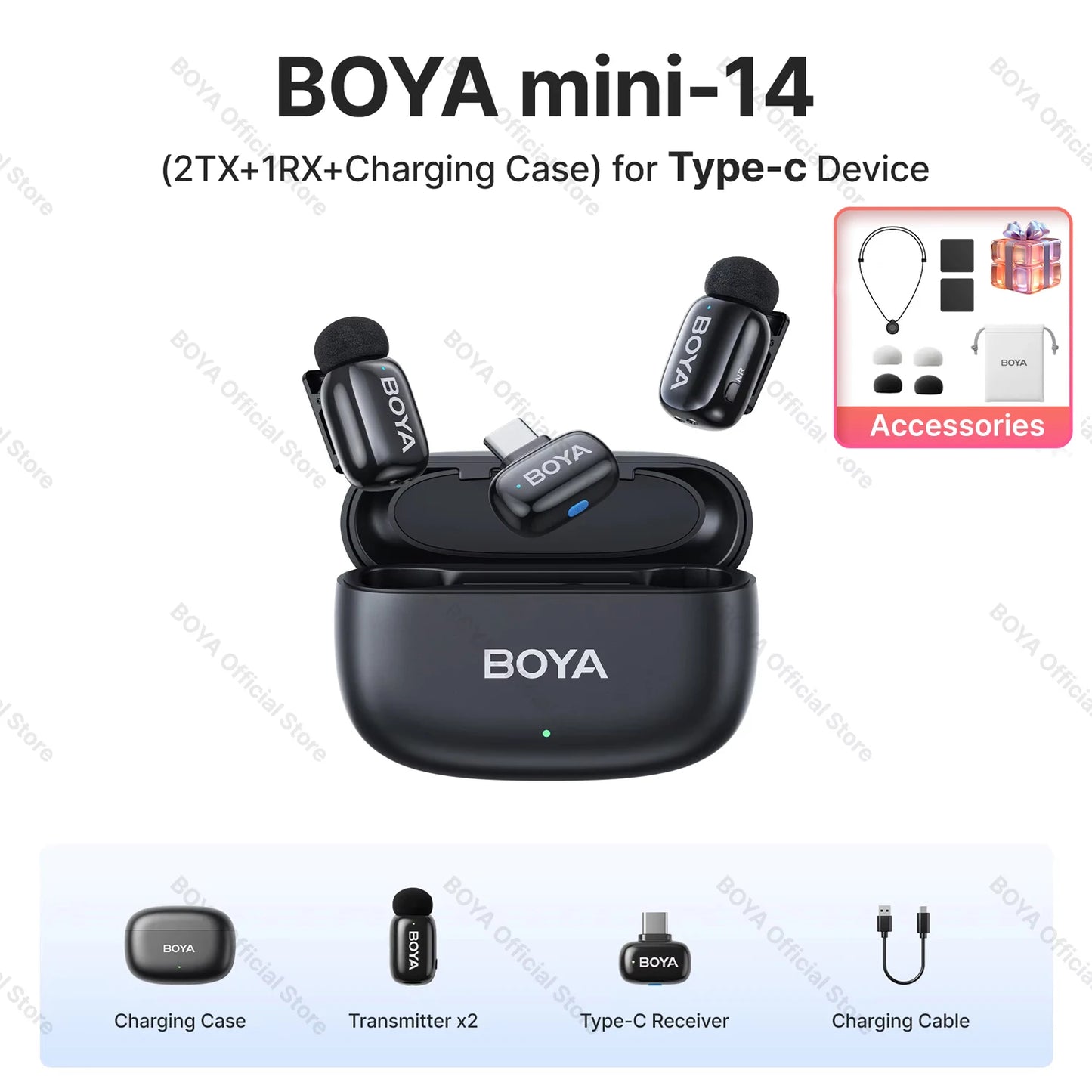 Mini microphone cravate sans fil BOYA pour iOS et Android